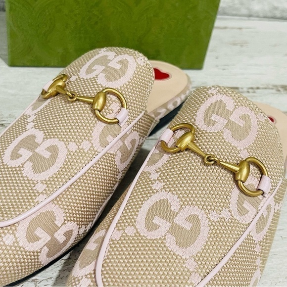 Gucci Jumbo GG Princetown Mules Slippers Perfect Pink Size 36 Canvas/Leather - Picture 12 of 16